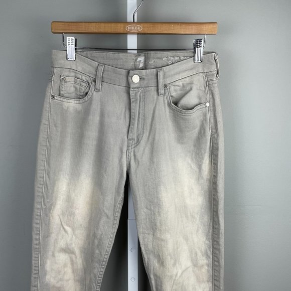 7 For All Mankind The‎ Mid Rise Cropped Skinny Jeans Faded Gray Size 27 - Picture 2 of 8